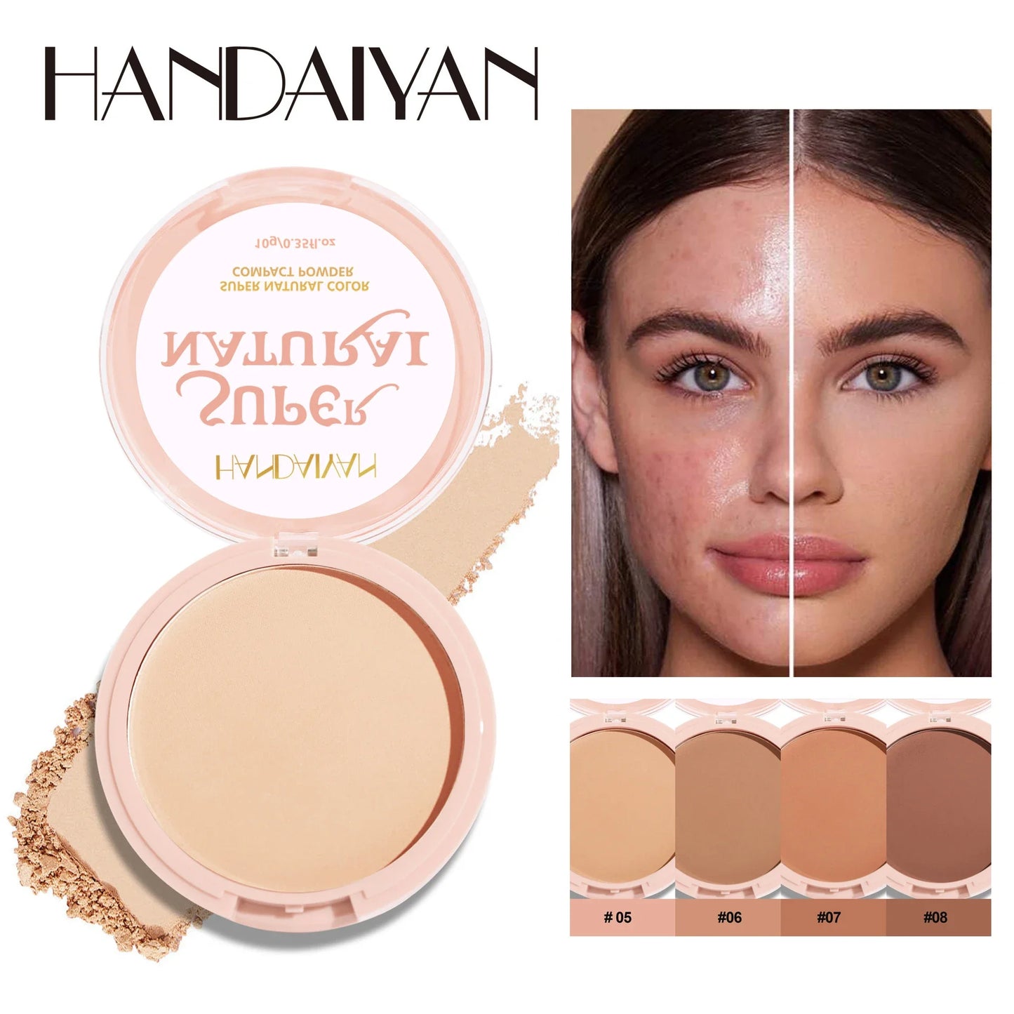8-Color Matte Pressed Face Powder – 24H Oil Control, Full Coverage Waterproof Setting Foundation