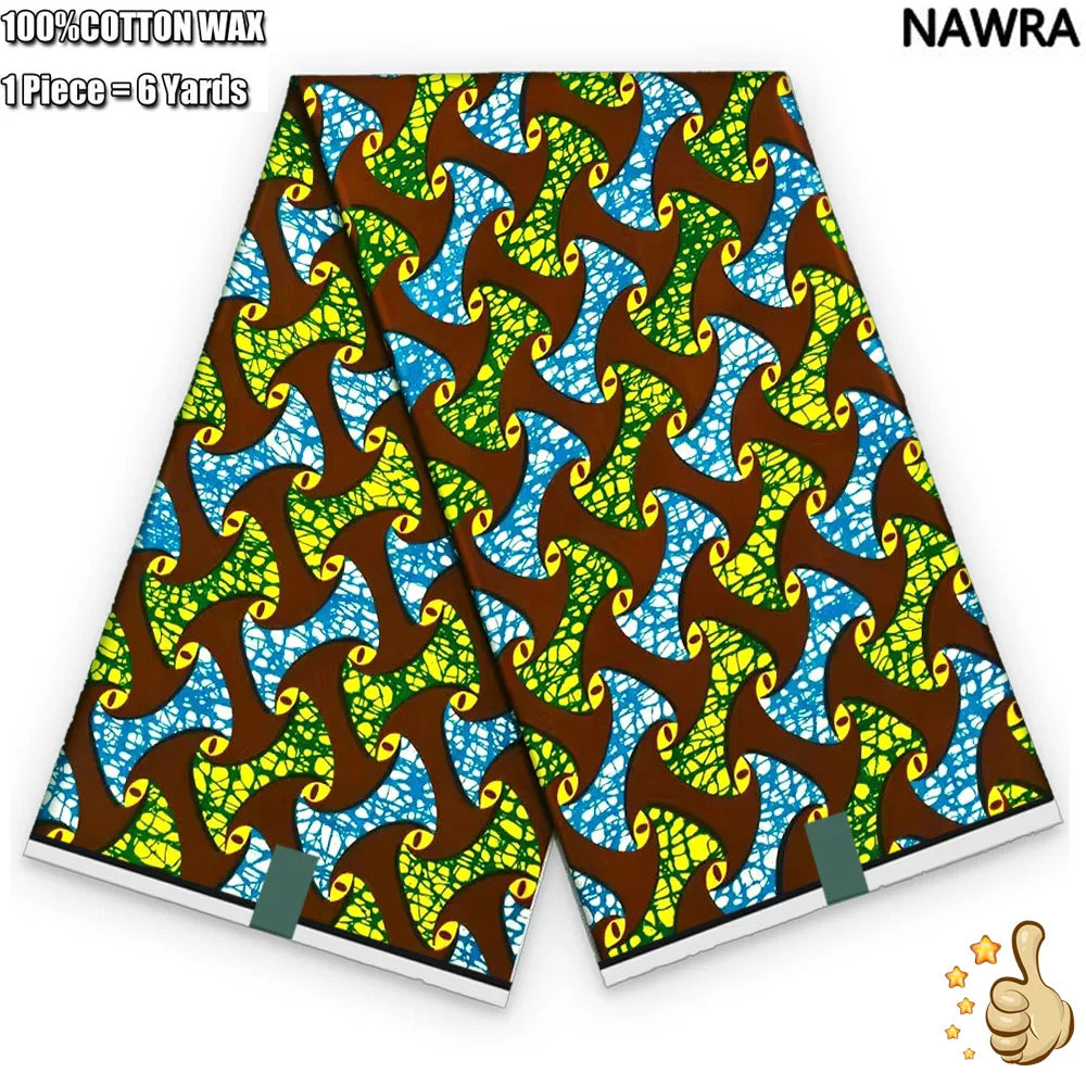 100% Cotton African Real Wax Fabric - Ankara Batik Pagne Sewing Material for Women's Dresses