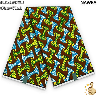 100% Cotton African Real Wax Fabric - Ankara Batik Pagne Sewing Material for Women's Dresses