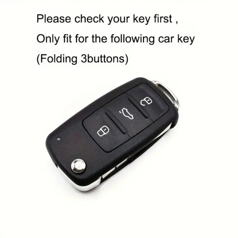 Car Key Case for VW Magotan, Golf, Passat, Touran, Tiguan, Jetta, Skoda Octavia - Compatible with B5 B6 B7 B8 MK6 Models