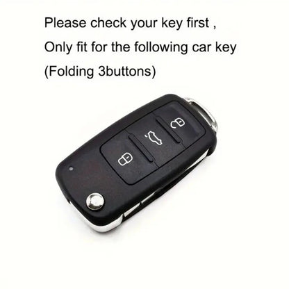 Car Key Case for VW Magotan, Golf, Passat, Touran, Tiguan, Jetta, Skoda Octavia - Compatible with B5 B6 B7 B8 MK6 Models