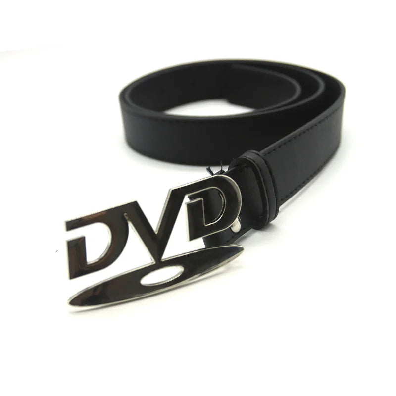 Unisex Vintage DVD Buckle Belt – Nostalgic Design Waist Strap for Jeans, Casual Fashion Belt for Men & Women