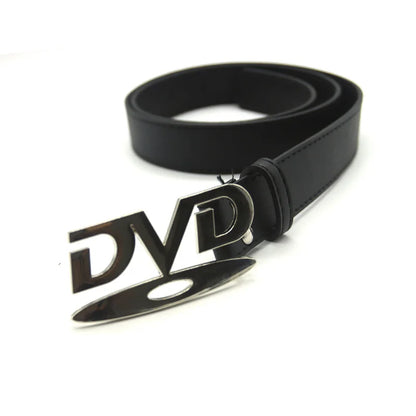 Unisex Vintage DVD Buckle Belt – Nostalgic Design Waist Strap for Jeans, Casual Fashion Belt for Men & Women