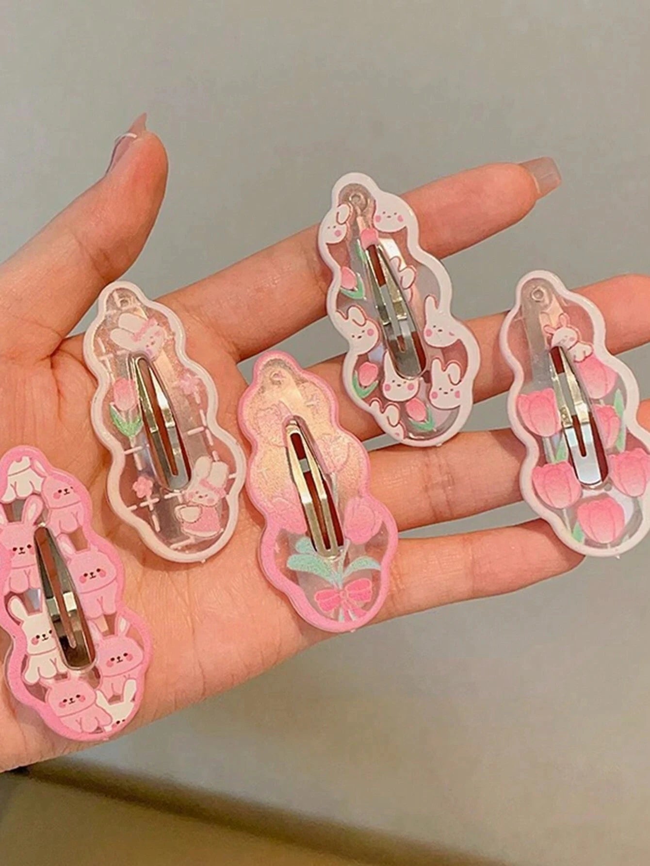 Cute Pink Rabbit Hair Clips - Bangs & Side Hair Clips for Daily Wear, School & Girls' Hair Accessories