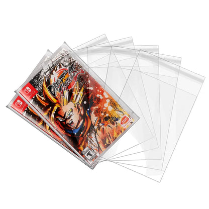 100pcs Resealable Protective Sleeves for Nintendo Switch Game Cases — Clear OPP Plastic Bags for NS Cartridges