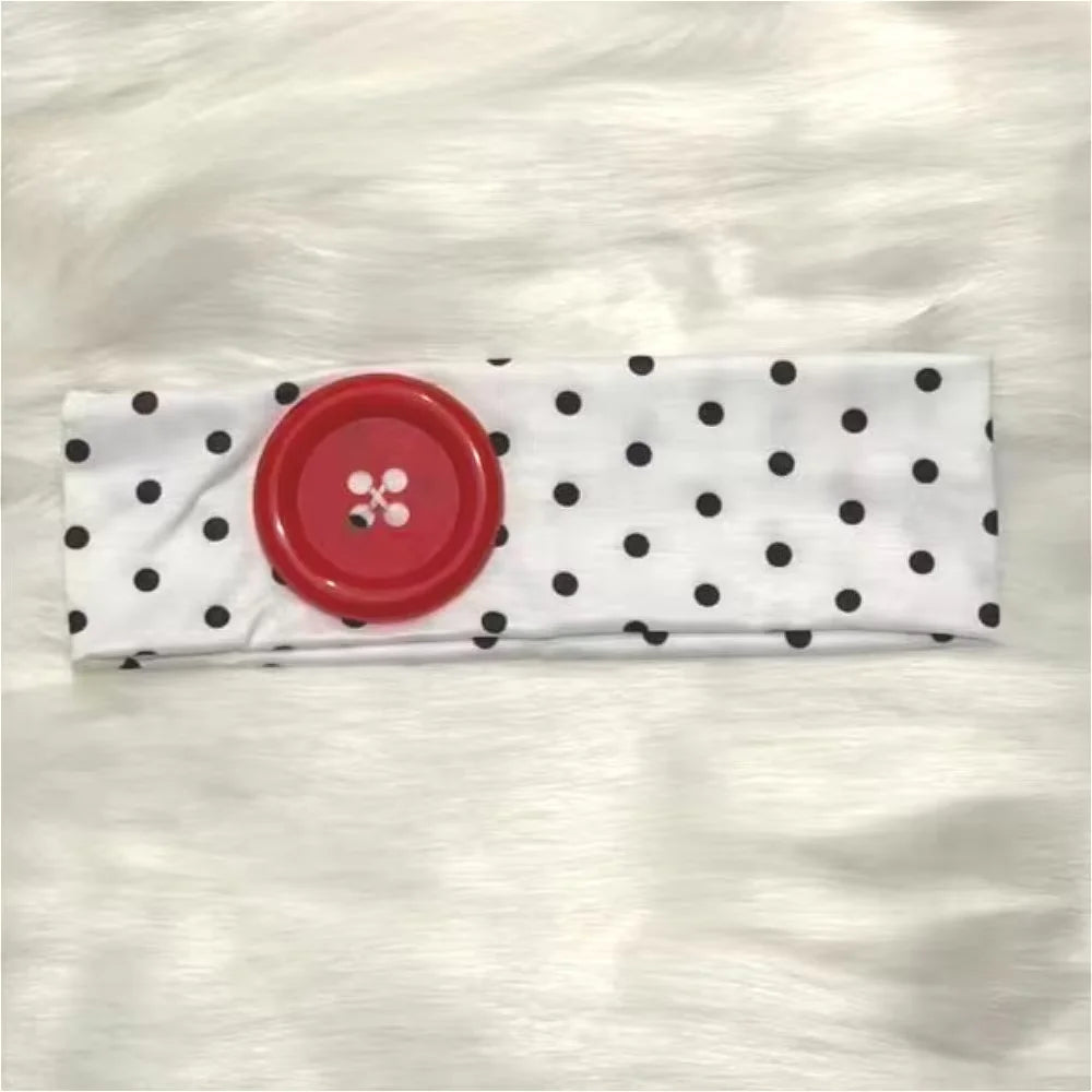 Y2K Vintage Polka Dot Headband - Trendy Button Hairband for Women, Cute Casual, Sports, and Yoga Accessories