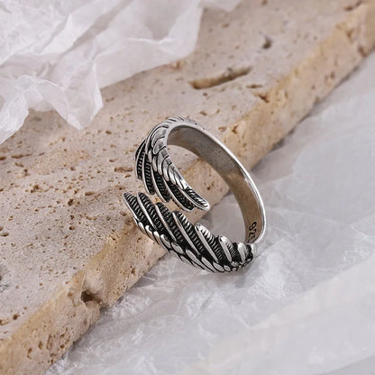 925 Sterling Silver Angel Wing Ring - Adjustable Women's Engagement & Wedding Jewelry