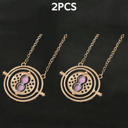 Harry Potter Time-Turner Hourglass Necklace - 360° Rotatable Cosplay Pendant and Unique Mother’s Day Gift