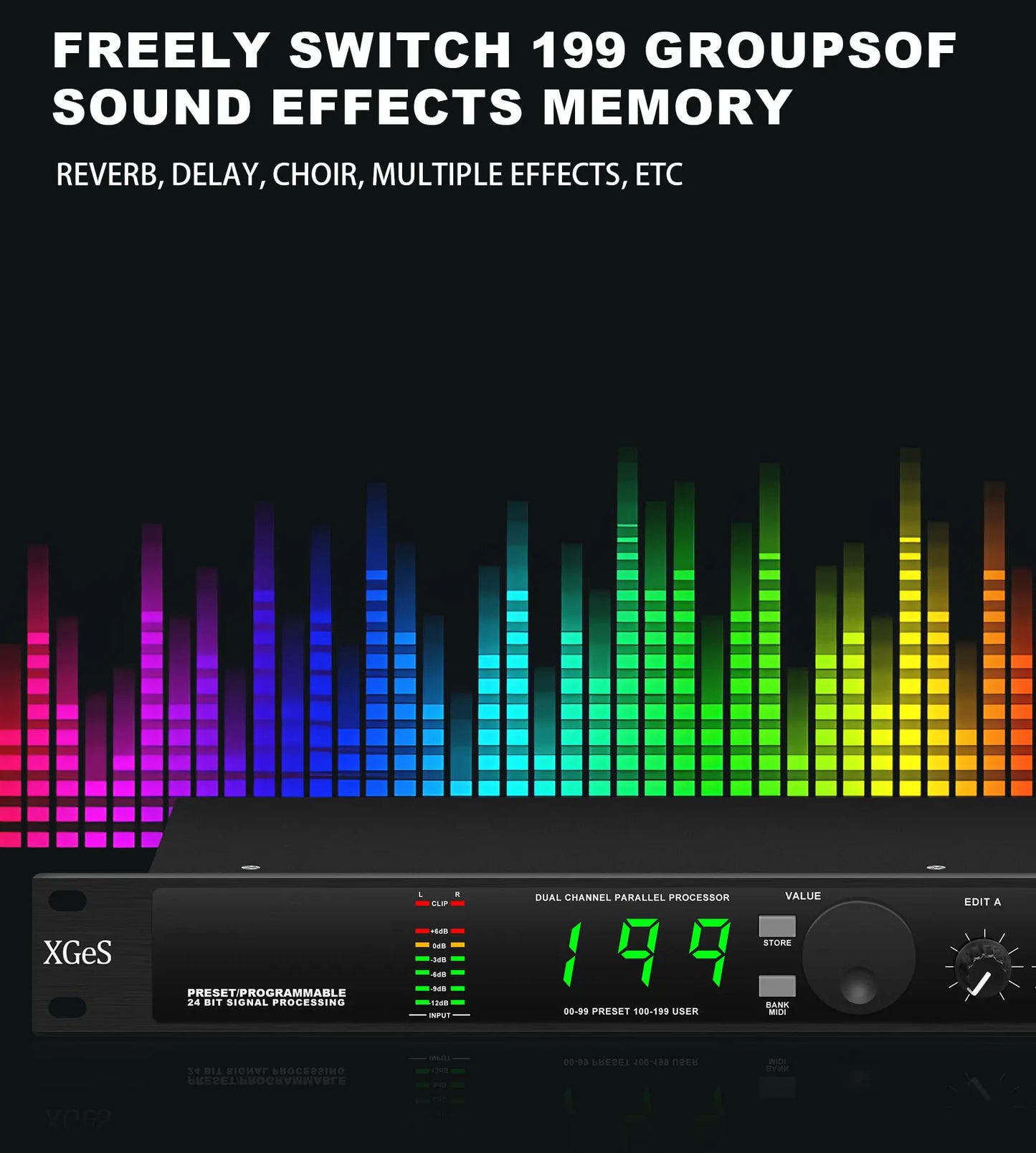 Professional Digital Reverberation DSP Processor - Multi-Effect Audio Equalizer for Enhanced Sound