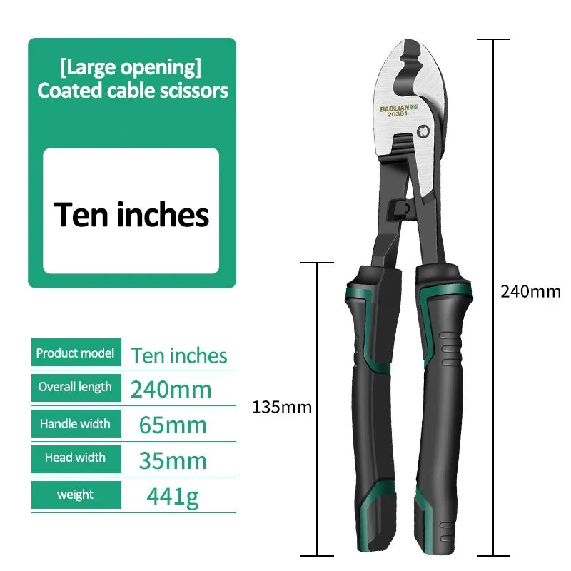 6/8/10-Inch Wire Cutter & Stripper Pliers - Multifunctional Electrician Cable Cutting & Terminal Tool