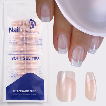 120pcs Pink French Press On Nails - Glossy Short Square Coffin Full Cover Acrylic Nail Tips