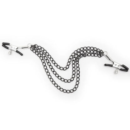 Metal Chain Nipple Clamps - Adult BDSM Sensation Clips for Couples’ Intimate Play