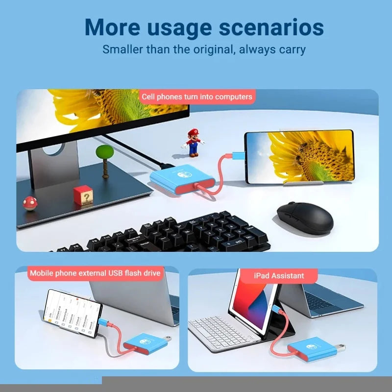 Portable Nintendo Switch Docking Station – Type-C Hub with HDMI & USB 3.0 for Travel & Gaming