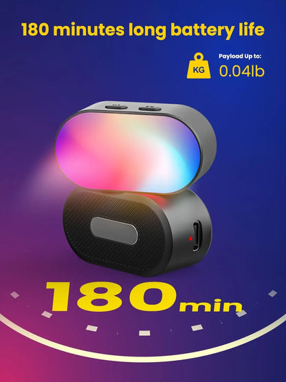 AOCHUAN Mini RGB Magnetic Fill Light - 7-Color LED Video Light with 3-Level Brightness for Phone Selfies and Gimbal Photography