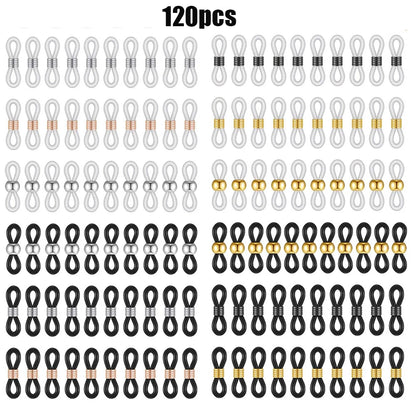 120PCS Eyeglass Chain Connector Set - Adjustable Anti-Slip Silicone Strap Holders for Women’s Glasses & Sunglasses