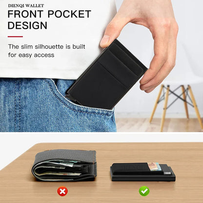 RFID Credit Card Holder for Men, Thin Slim Luxury Metal Mini Minimalist Wallet, Bank & ID Cardholder Case