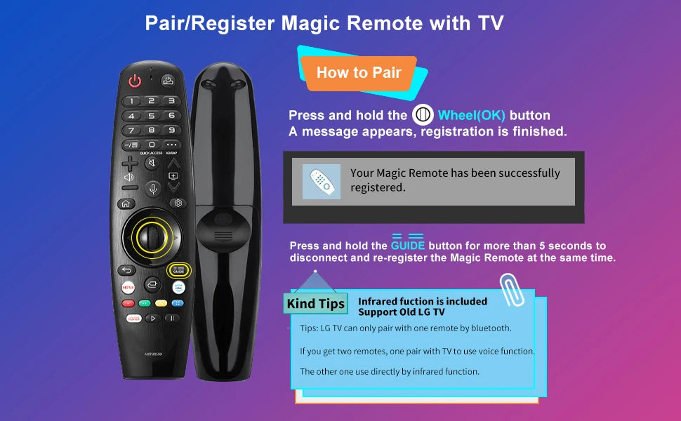 Replacement Remote Control for LG Smart TV - Voice Magic Remote with Voice Pointer for UHD, OLED, QNED LG TVs