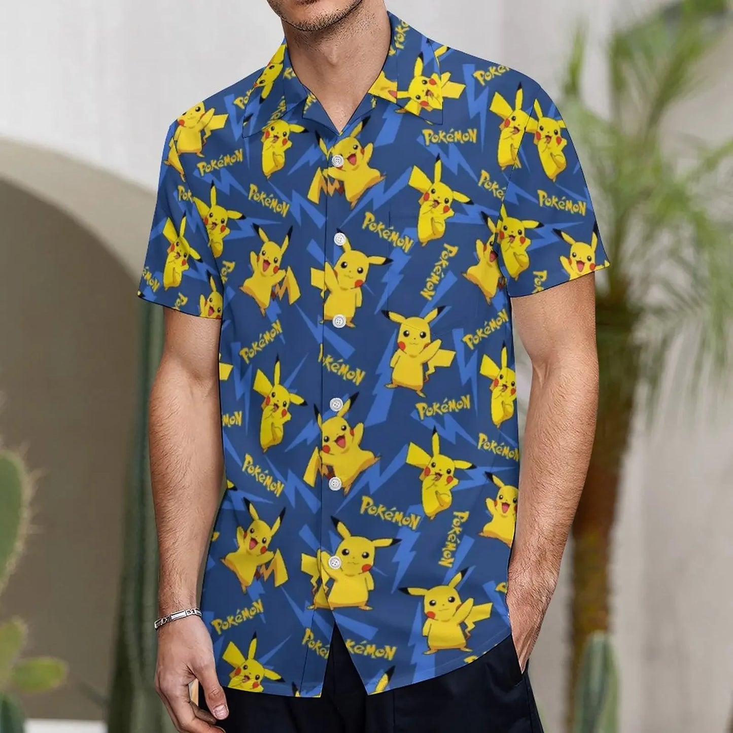 Summer Men's Short Sleeve Shirt – Cute Animal Print, Open Button Lapel, Comfortable Casual Top