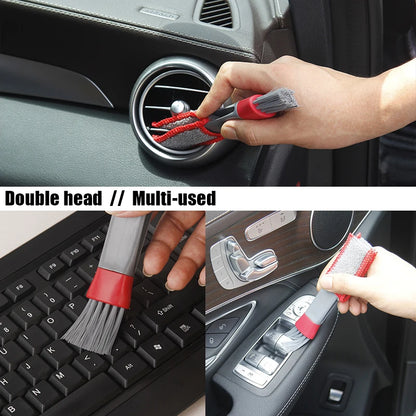 Car Wash Double Head Brushes - Air Vent Conditioner Grille Duster, Auto Detailing Cleaner for Interior Cleaning Tools