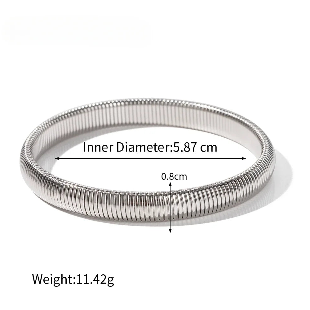 Stainless Steel Flex Snake Chain Cuff Bracelet – 18k Gold Plated Wide Bangle Fashion Jewelry for Women Gifts