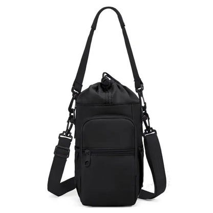 Portable Water Bottle Bag — Adjustable Strap Insulated Thermal Mug Carrier with Phone Pocket for Outdoor Sports & Travel