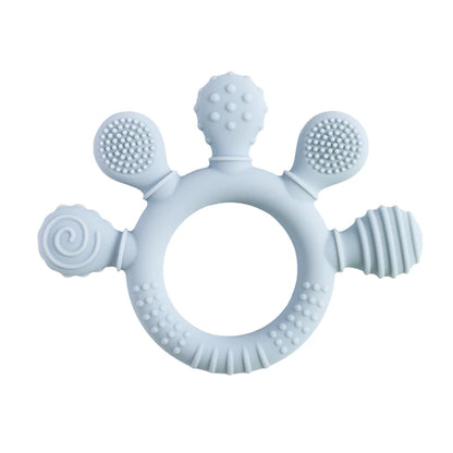 Baby Silicone Teether Toy - BPA Free Dental Chew Ring Bracelet for Infant Teething Relief and Kids Gift