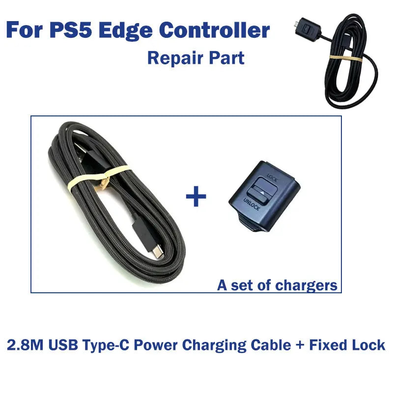 New USB Charging Cable with Fixed Interface Lock – Connector for PS5 Edge Controller Gamepad Accessories