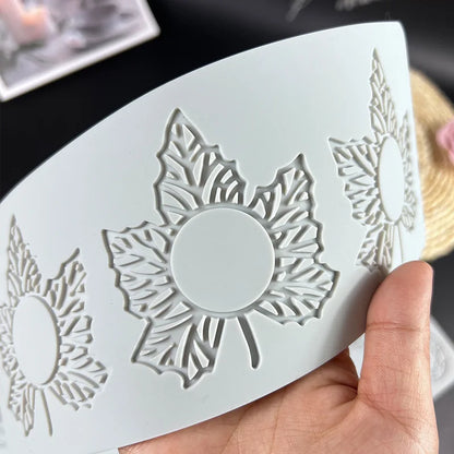 Various Leaves & Geometric Flower Silicone Cake Lace Mold — Cake Decorating Border Tool for Baking