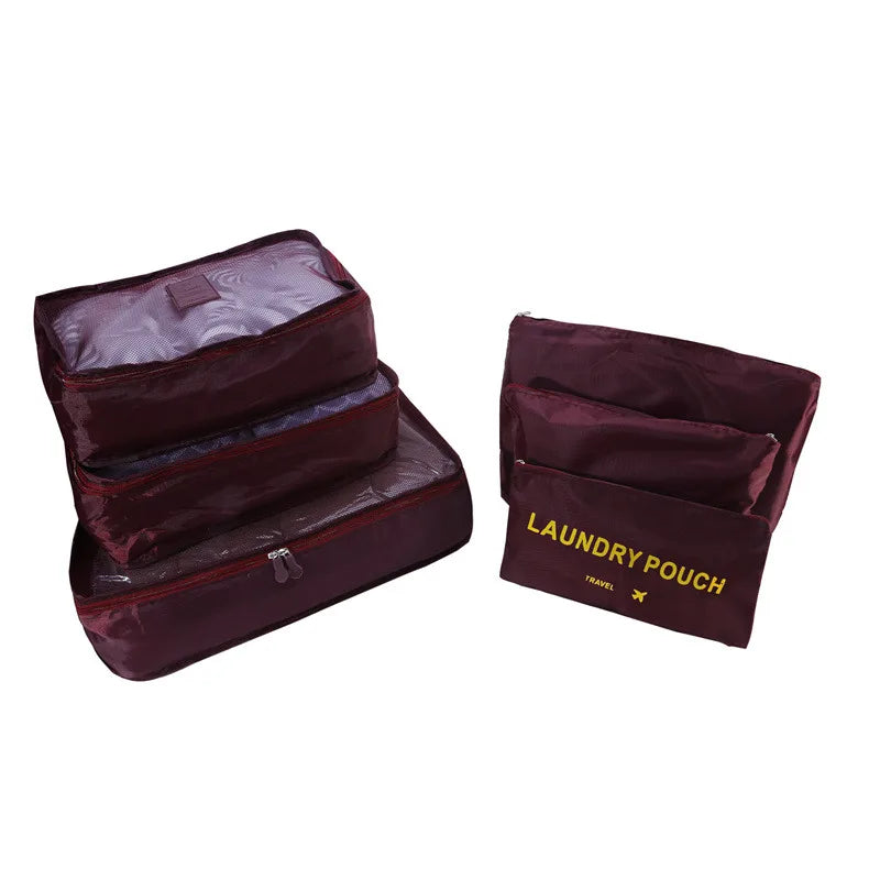 6PCS Travel Storage Bag Set – Clothes Organizer, Wardrobe Pouches & Packing Cubes for Suitcases