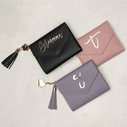 Custom Engraved Leather Wallet for Women - Minimalist Card Bag, Perfect Bridesmaid Gift for Bridal Party, Wedding, and Bachelorette Favors