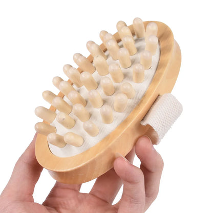 2-in-1 Natural Bristle Body Brush – Dry Skin Exfoliator & Anti-Cellulite Massager for Blood Circulation