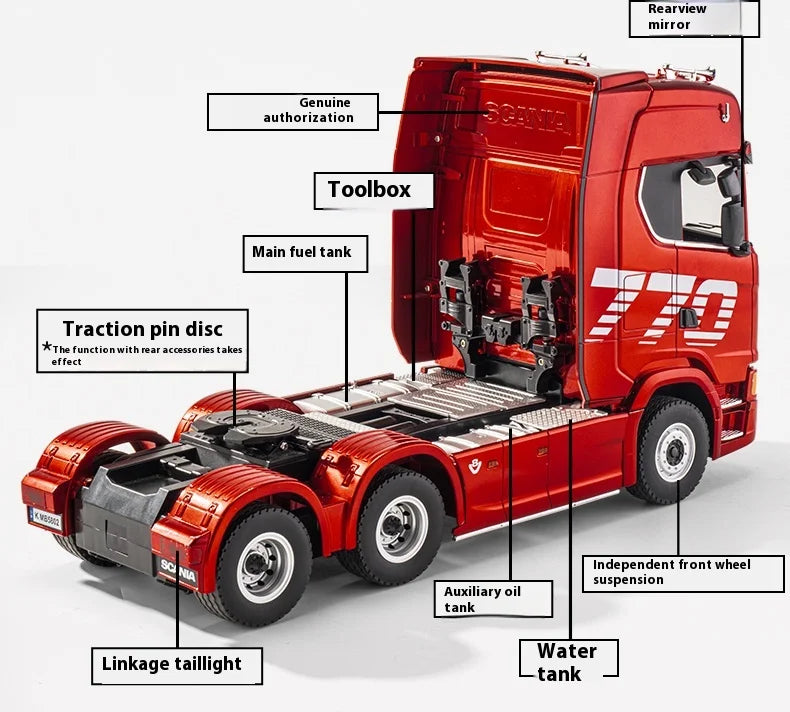 Huina 770S Remote Control Engineering Car — Genuine Alloy Trailer Head Model, 4WD Toy for Kids, Ratio 501D