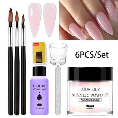 FOUR LILY Acrylic Nail Kit - Acrylic Powder, Liquid & Brush Set for Nail Extensions and Manicure