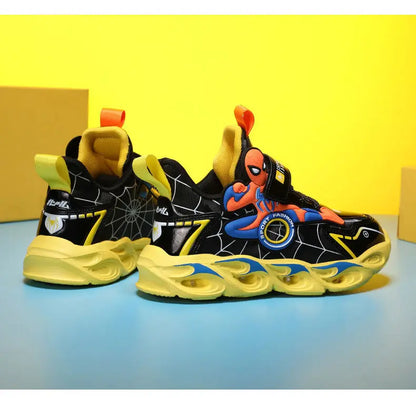 Disney Boys LED Shoes – Cartoon Sports Sneakers with Non-Slip Leather, Size 25-35, Perfect for Running