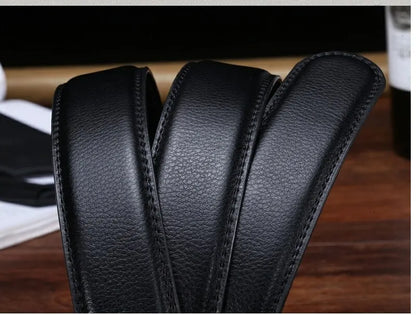 Men's Ratchet Leather Belt – Adjustable Strap with Free Buckle Replacement for Cowboy Style