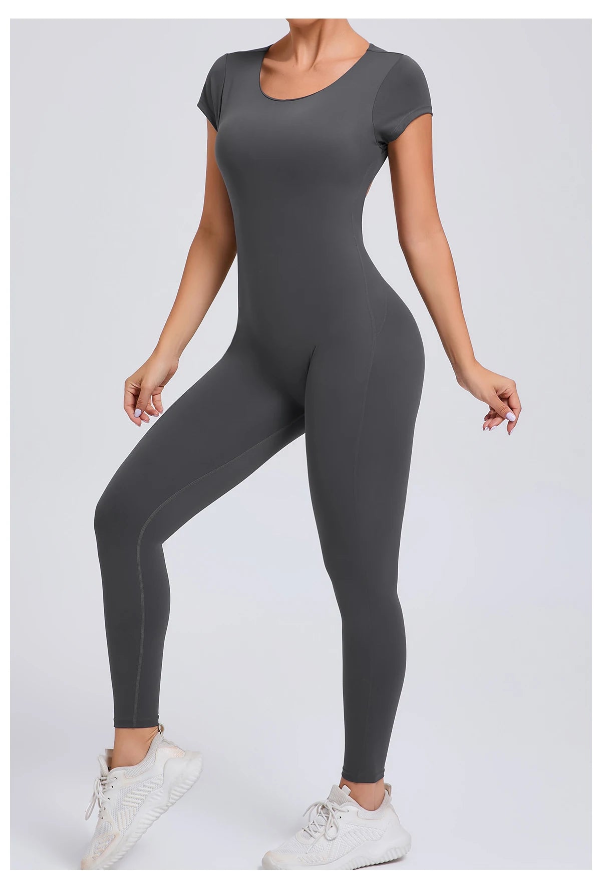 Women’s One-Piece Padded Backless Yoga Romper – Quick-Dry Workout Bodysuit & Sports Jumpsuit