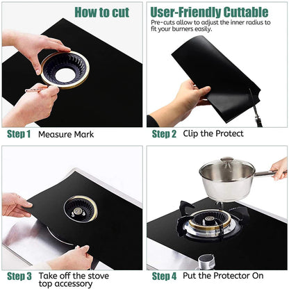 1 Set Gas Stove Pad and Protective Cover - 5-Hole Kitchen Cleaning and Anti-Dirty Non-Stick Reusable Stovetop Protector Pads