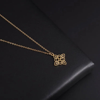 Witchcraft Witch Knot Necklace - Irish Trinity Knot Triple Spiral Pendant, Stainless Steel Ankh Cross Pentagram Amulet Jewelry