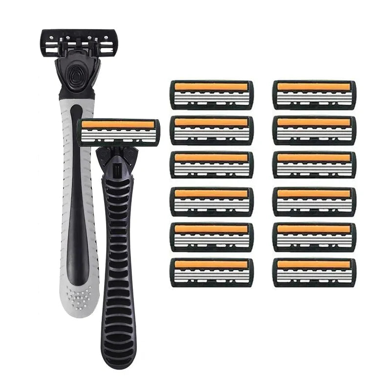 3-Layer Stainless Steel Manual Razor for Men – Washable Travel & Home Shaver for Daily Face Care