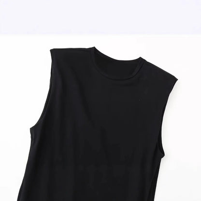 2025 Women’s Summer Dress Set – Sleeveless Panelled Long Skirt with Belt, Elegant Casual Party & Everyday Dress