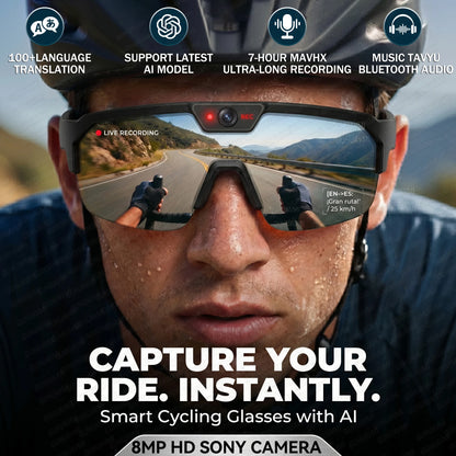AI Smart Sports Camera Glasses - HD Anti-Shake Recording Sunglasses for Cycling, Riding & Outdoor Activities