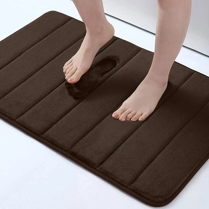 Memory Sponge Striped Bathroom Mat – Non-Slip, Water Absorbent, Machine Washable Floor Rug