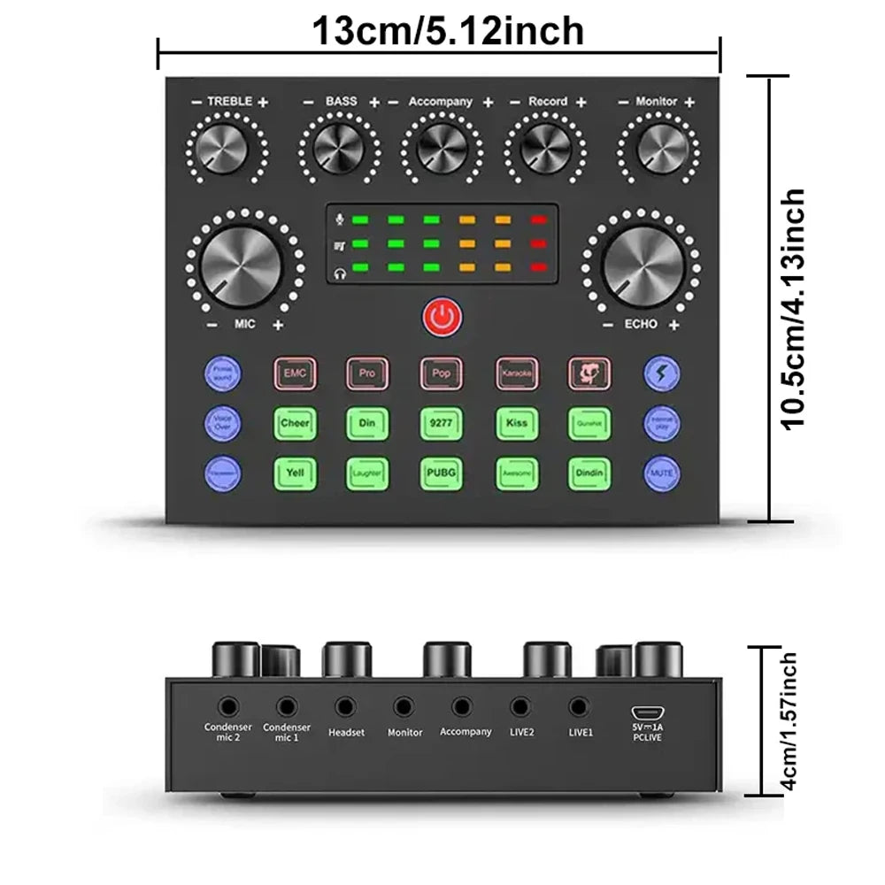 V8S Live Sound Card Microphone Bundle - Podcast Recording Equipment Kit for Music, DJ, Disco & Live Streaming
