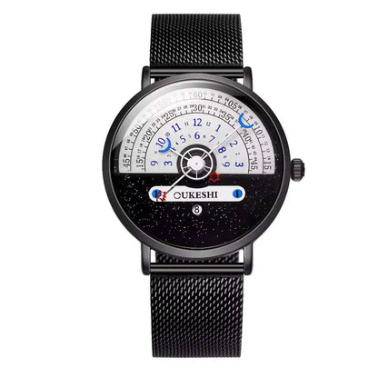 Men’s Fashion Mesh Band Quartz Watch — Business Wristwatch with Calendar Reloj Hombre