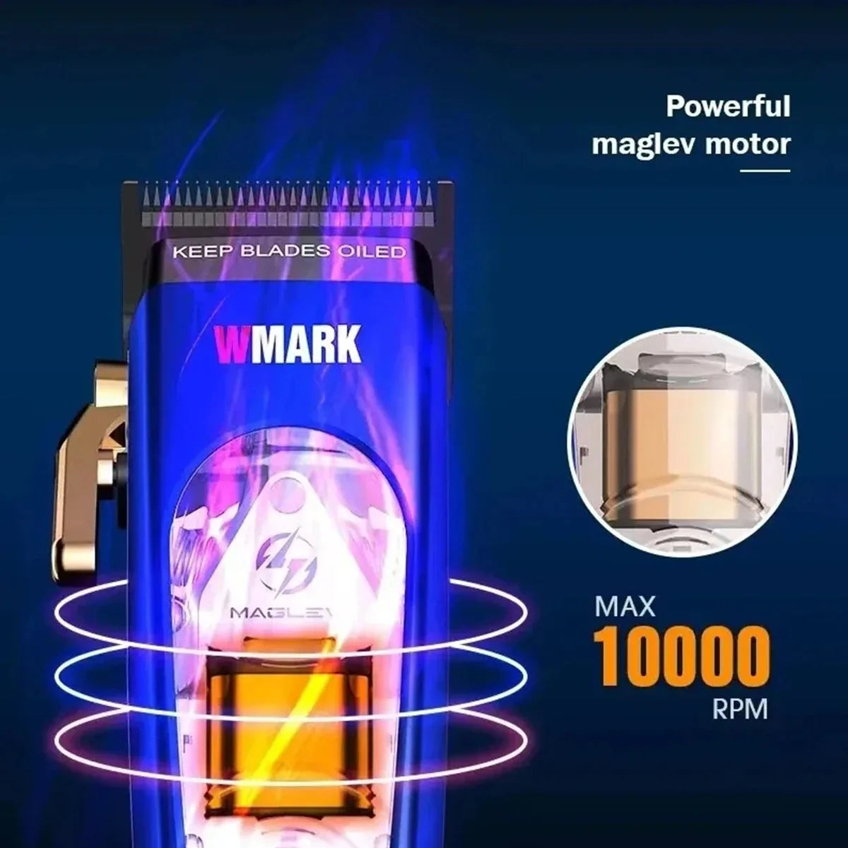 WMARK NG-9004 Hair Clipper for Men – 10,000 RPM MAGLEV Motor, Cordless Rechargeable Trimmer with Base