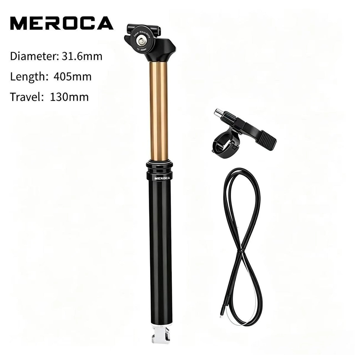 MEROCA Remote Dropper Seatpost - Internal Cable Routing Telescopic Seatpost for MTB, 27.2mm, 30.9mm & 31.6mm Options
