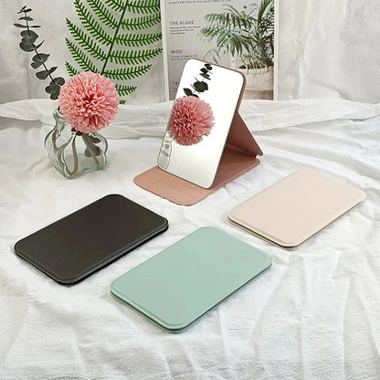 Mini Folding Makeup Mirror – Portable Pocket Mirror with Handle, Single-Sided for Women
