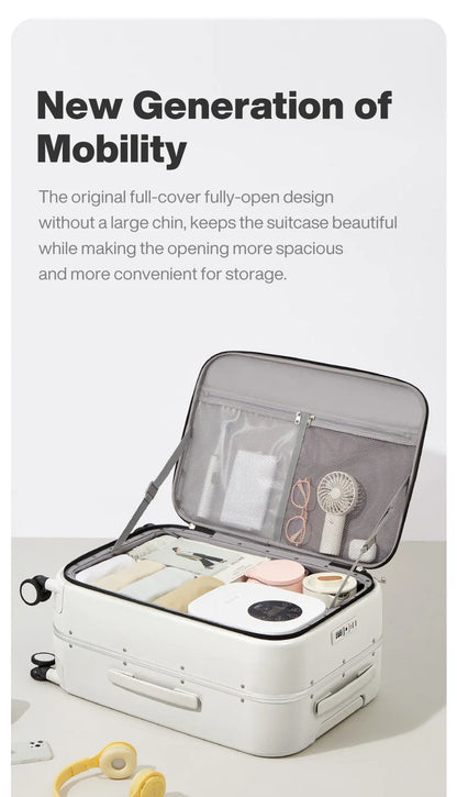 Mixi PC Aluminum Frame Suitcase — Front-Opening Rolling Travel Luggage, 20", 24" & 26" Carry-On M9291