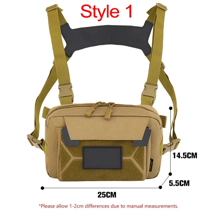 Fishing Chest Bag - Men’s Tactical Waterproof Molle Nylon Backpack, Climbing, Camping, Outdoor Travel Vest, and Fanny Pack