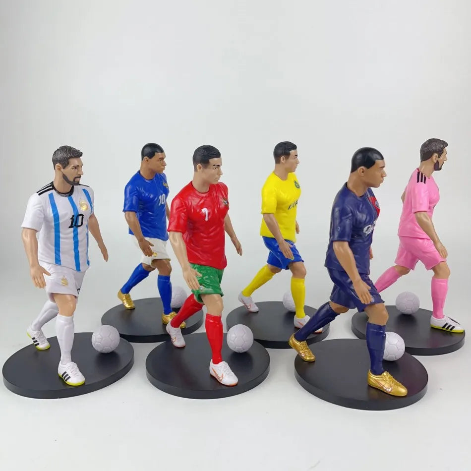 Football Star Action Figures – C. Ronaldo, Messi, Mbappe Cartoon Model Dolls Car Accessories Gifts (1-5pcs)